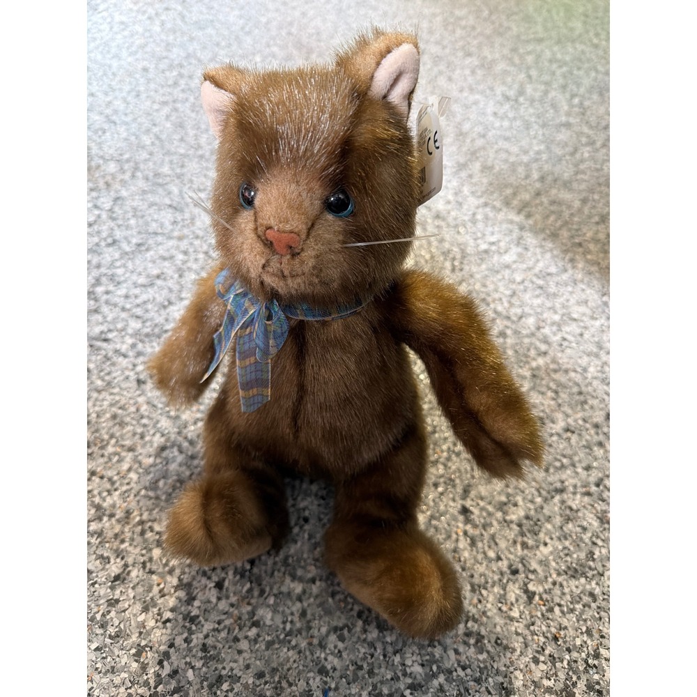Gund Zoe Brown Cat Plush Stuffed Animal Blue Eyes Plaid Bow 1494 Vintage NWT